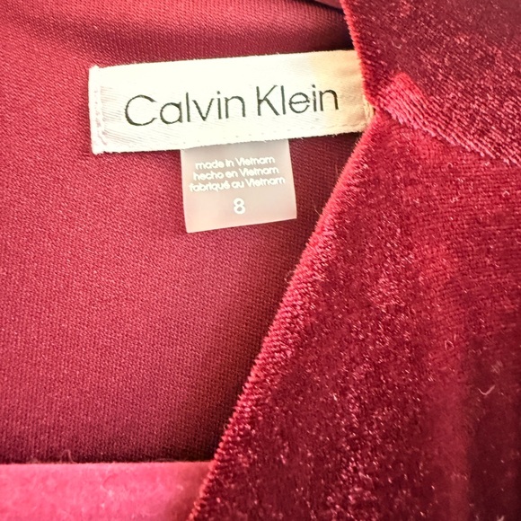 Calvin Klein Burgundy Velvet Long Sleeve Dress - Picture 8 of 8